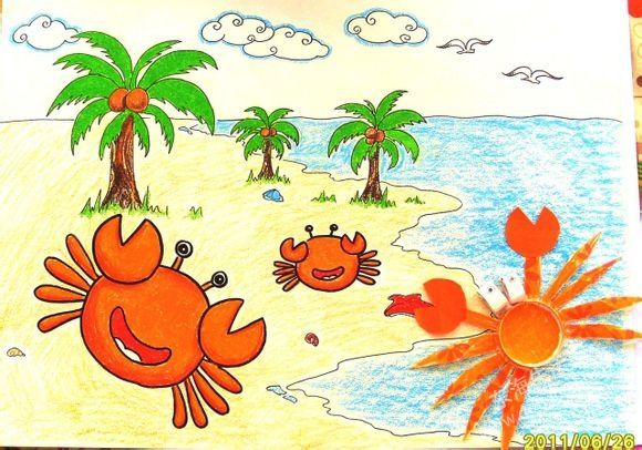 幼儿园沙滩画作品图片图片